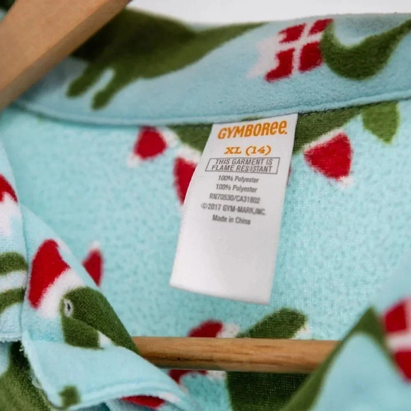 COPY - Gymboree 2 pc Christmas Dinosaur fleece PJ's Green & Red | XL (14) - Picture 2 of 5